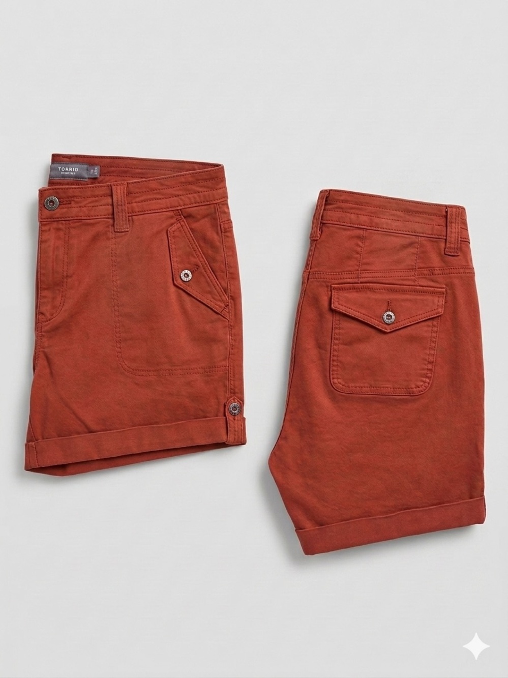NWT Torrid Fire Brick Military Stretch Twill Mid-Rise Shorts Size 20 - Picture 3 of 7